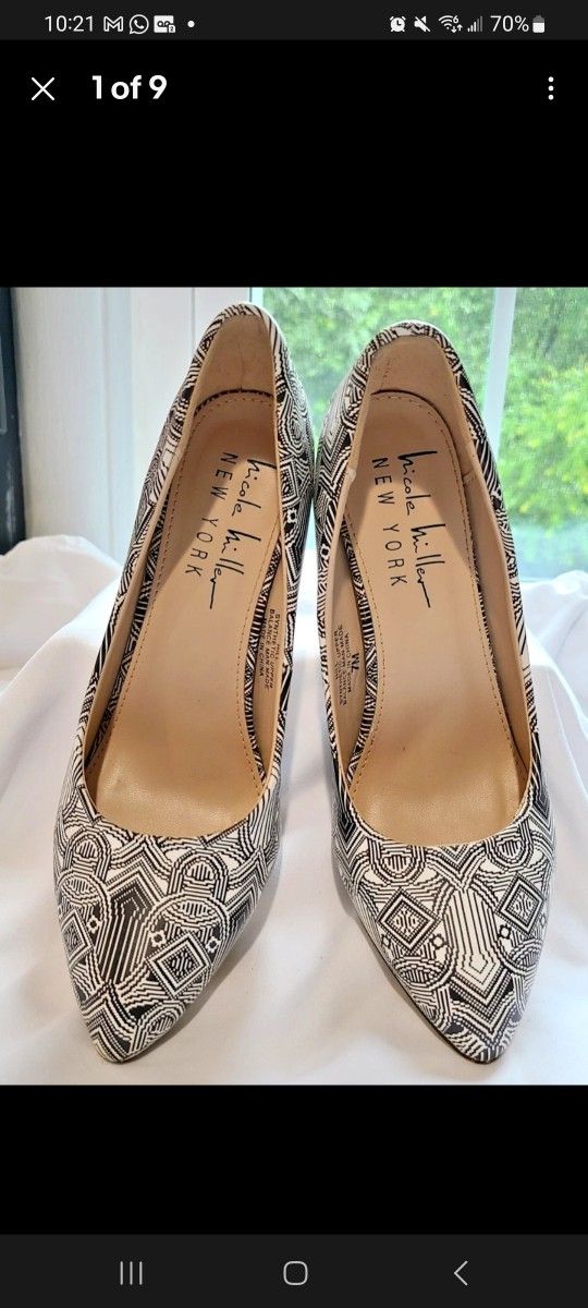 Women’s Heels Black And White Print By Nicole Miller Size 7M