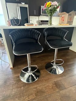 Black Velvet Adjustable Bar Stools – Set of 2