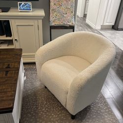 Yaheetech Upholstered Armchair Accent Barrel Chair - IVORY