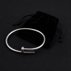 Silver stainless steel nail cuff bracelet