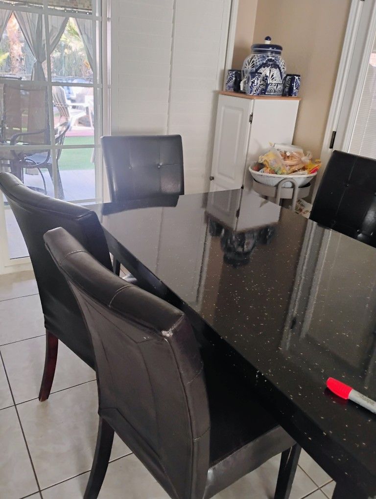 6 Fake Leather Chairs Brown $125 No Table Just Chairs