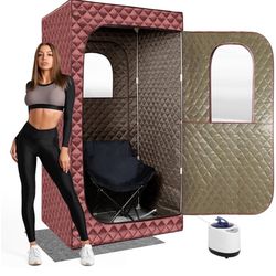 Portable Steam Sauna for Home Spa, Full Size Personal Sauna for Relaxation at Home, Sauna Tent Sauna Box with 3L Steamer, Remote Control, Large Size F