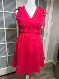 Hot Pink Sleeveless V-Neck Summer Dress