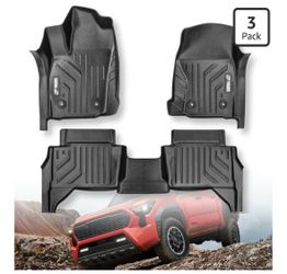Premium MAXPRO Tacoma Floor Mats 2024 2025 2026 Toyota Tacoma Double Cab Automatic 1st&2nd Row Car Mats All Weather Waterproof TPE Floor Liners Custom