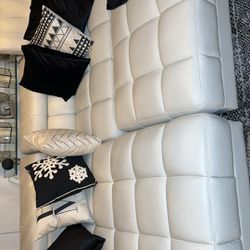 4 Piece White Leather Sectional 