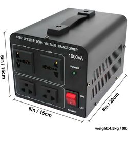 1000W Voltage Converter Transformer(110V to 220V OR 220V to 110V) 1000 Watt Step Up/Down Converter 110/120 Volt - 220/240 Volt w/US Power Cord,Circuit