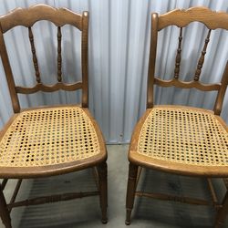 ANTIQUE CANE SEAT ARMLESS SIDE CHAIRS