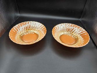 Vintage Fire-King Peach Lustre Serving Bowls – Matching Pair –
