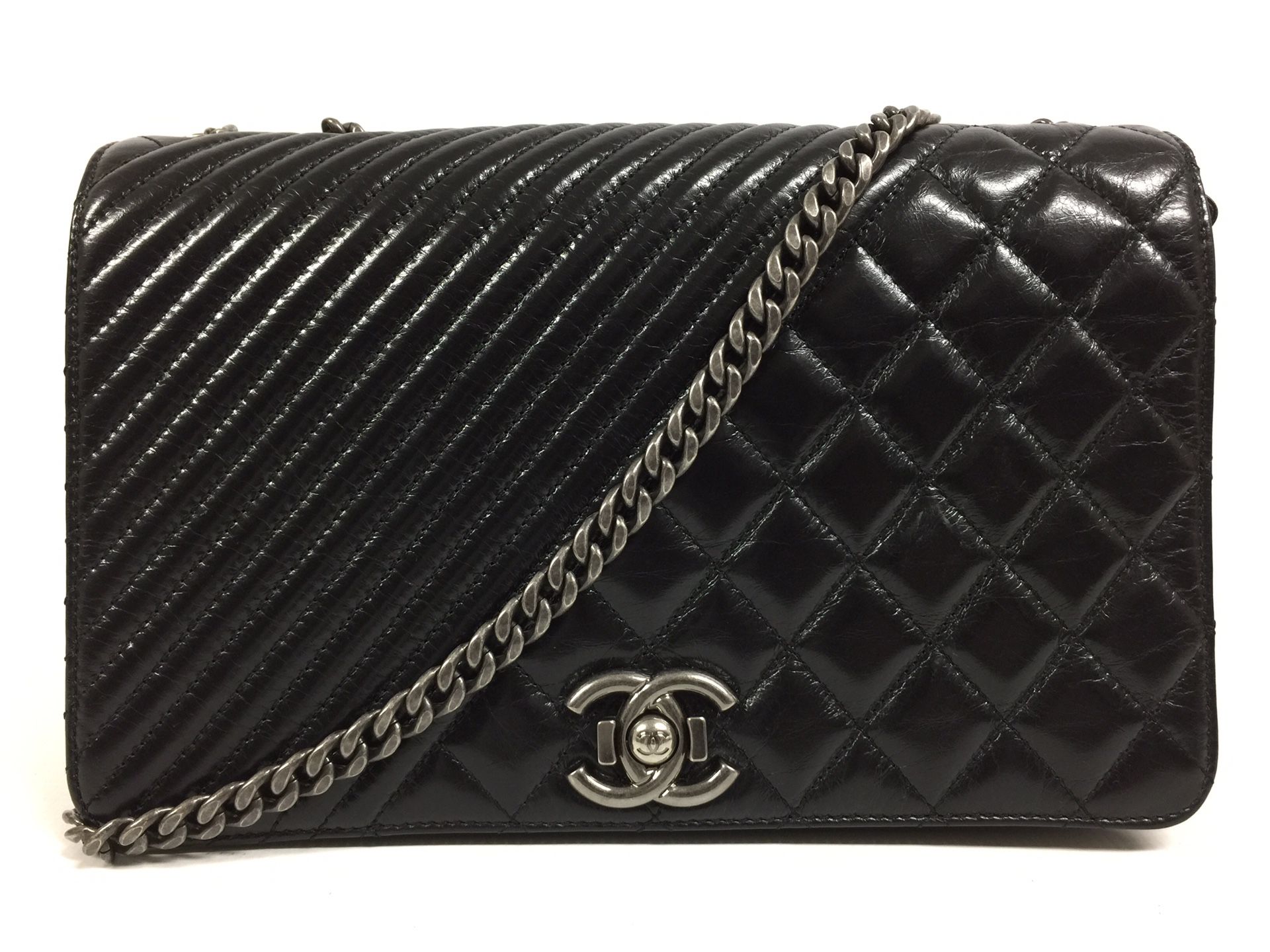 Chanel Coco Boy Classic Medium Flap Quilted Glazed Calfskin Leather Shoulder Bag