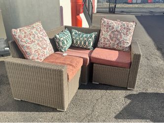 3-seat  modular outdoor patio sofa with cushions set