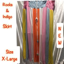 Rocks & Indigo Colorblock Maxi Skirt XL New