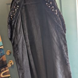 PJ Salvage Plush Robe (Black with Pearl Embellishments, Size M)