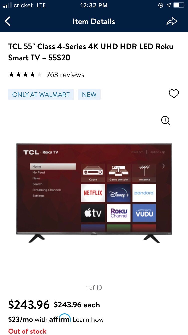 TCL 55"  Roku Smart TV