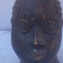 19 th Century Head Bronze Of Kingdom Of Ifé 414