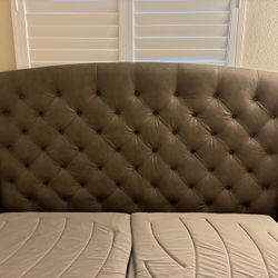 Bassett Furniture King Size Tufted Leather Bed Headboard ONLY