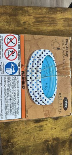 Rae Dunn Indigo Polka Dot Inflatable Mini Pool