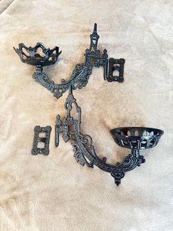 Black Cast Iron Wall Candle Sconces Set of 2