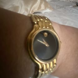 Movado  Museum Black Dial Yellow gold Plated Wome