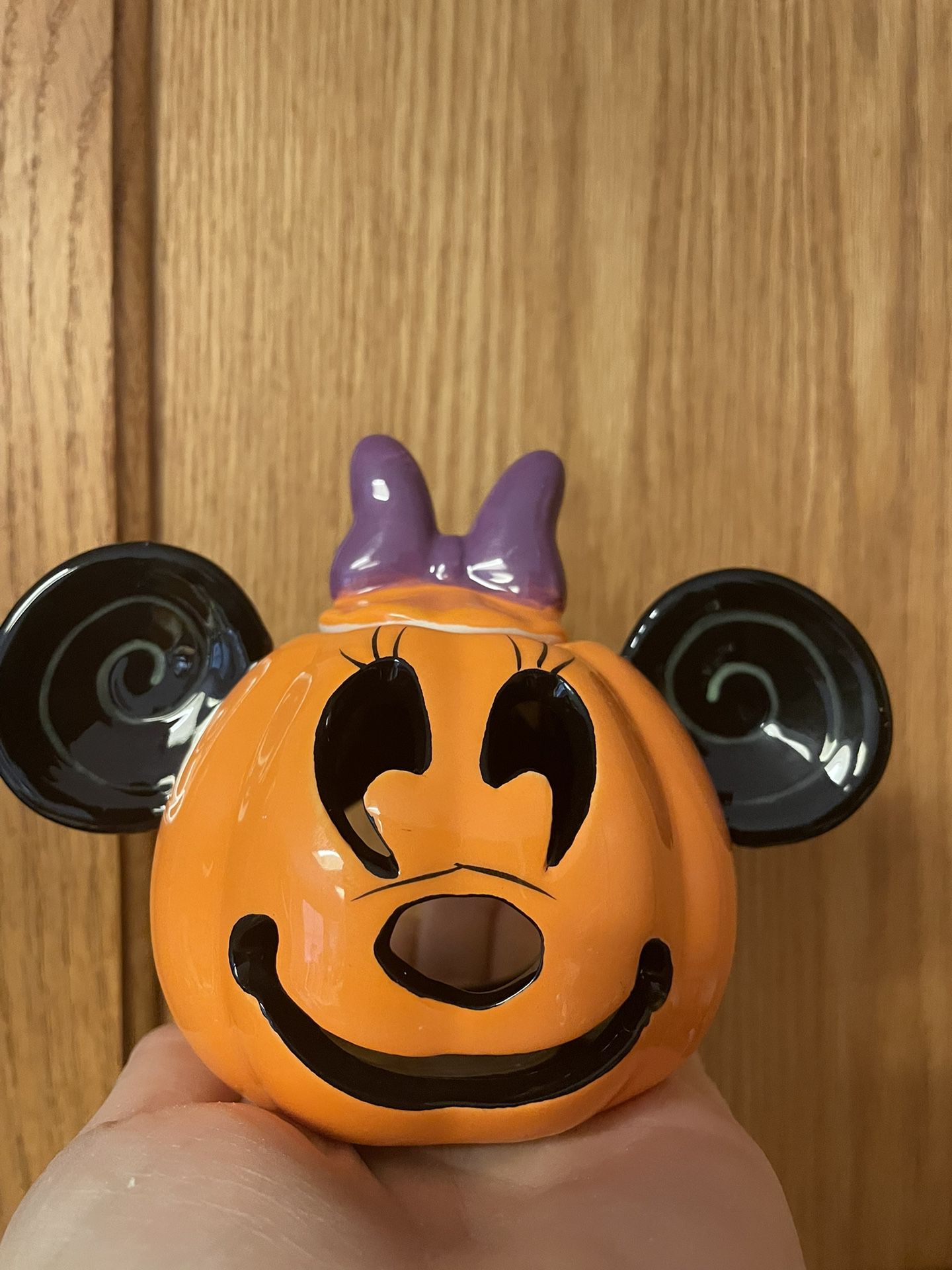 Halloween Disney Minnie Mouse Pumpkin Tea Light Candle Holder 