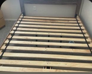 Queen bed frame with 2 storage drawers