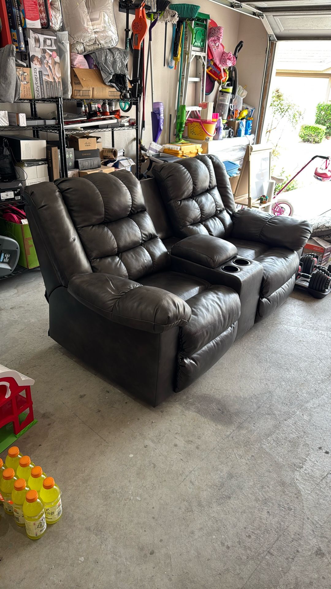 Like New! Incredibly Comfortable Reclining Leather Loveseat