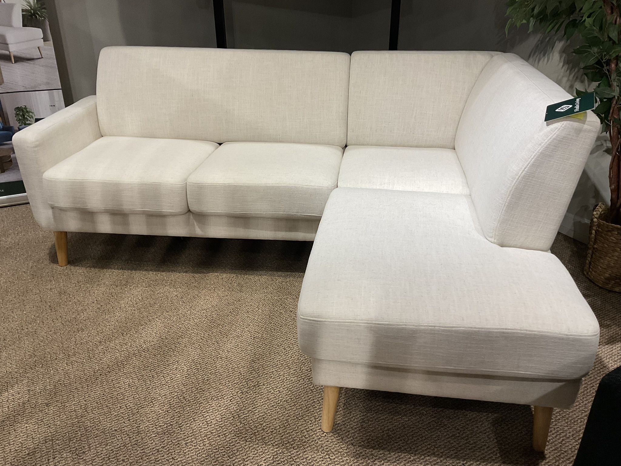 New Stella 2 pc cream fabric upholstered sectional by studio living