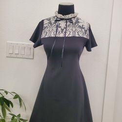 Lace front black/ white dress sz S