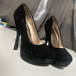 Velvet Black Platform Stilettos Heels