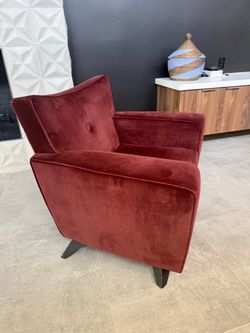 Mid-Century Style Burgundy Velvet Accent Chair