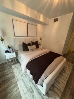 Queen Upholstered Bed Frame + Memory Foam Mattress 12’