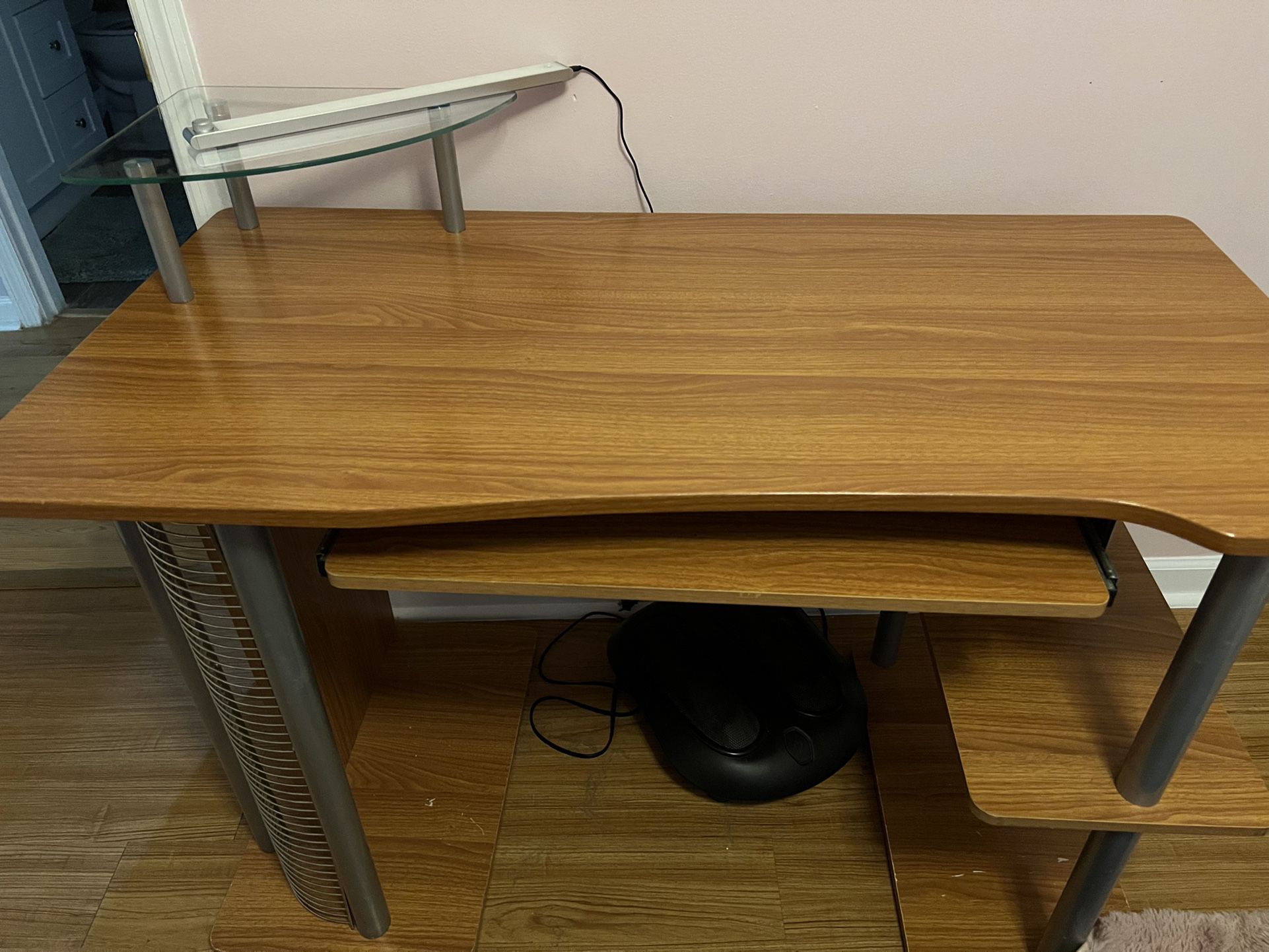 Office Desk With Great Storage, CD Rack & Small Stand!! Great Condition !! 