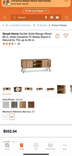 65 Inch Solid Wood TV Stand New In Box