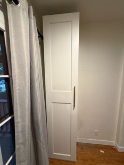 Tall Modern White Single-Door Armoire & Storage Cabinet w/ Hanging Bar & Adjustable Shelves