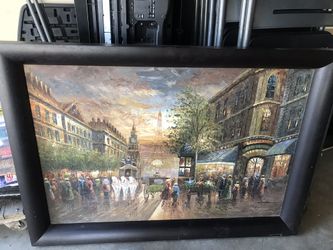 Framed painting of Paris about 24” by 36”