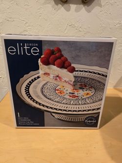 Gibson Elite Luxembourg Stoneware Cake Plate