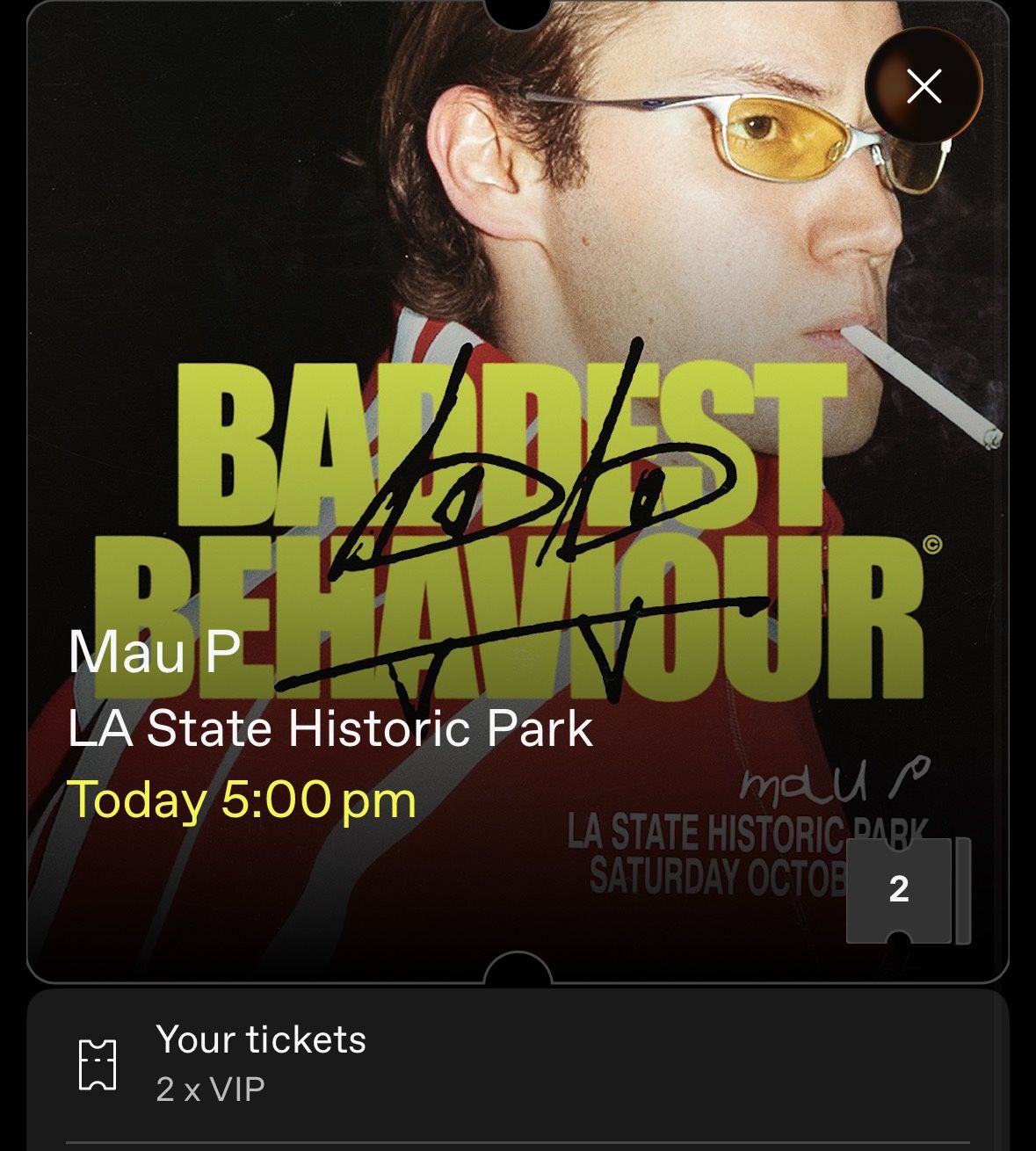 VIP Mau P Tickets for Today, 10/11/2025
