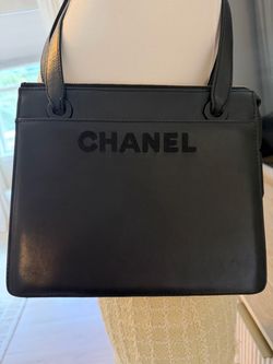Authentic Vintage Chanel 1(contact info removed) Black Leather Logo Shoulder Tote