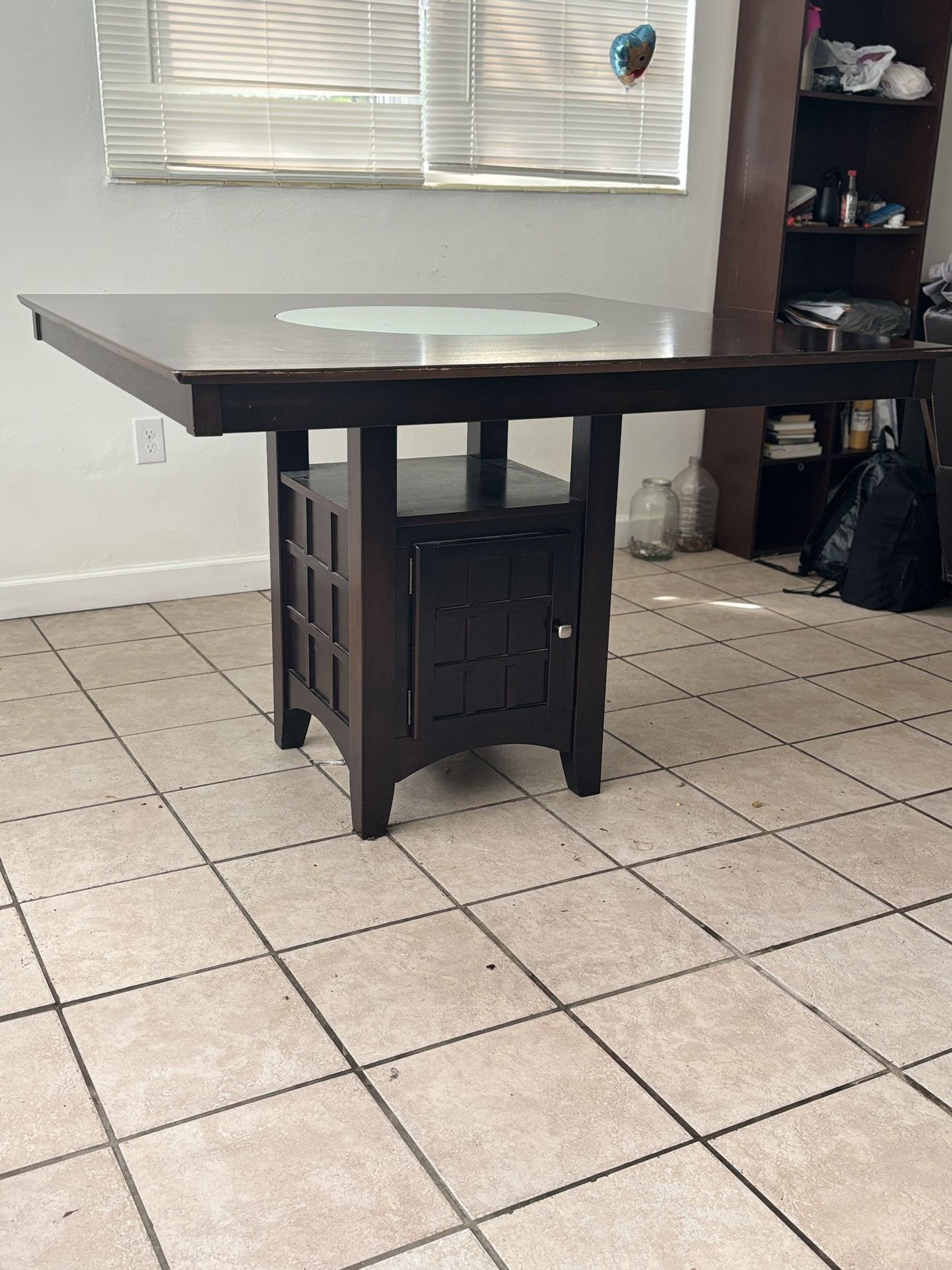 52” Table w Lazy Susan & Storage 