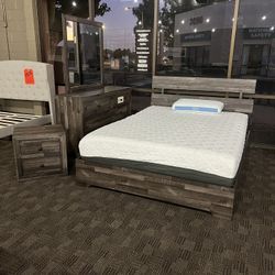 Grey Brown Queen Bedroom Set 