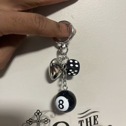 Lucky 8 Ball Dice Heart Keychain | Stylish Bag Charm & Accessory