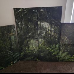 3D Wall Pictures And Curtains Forest Theme 