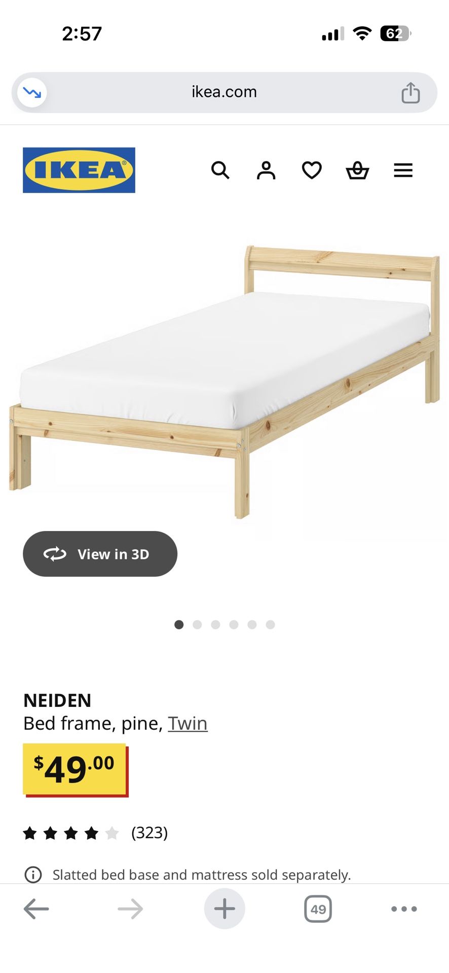 Ikea NEIDEN Twin Bed Frame With Slats. Delivery Available
