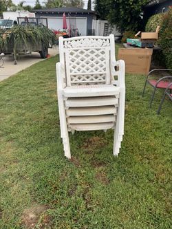 White Plastic Patio Chairs Set of 5