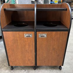 Double size Restaurant Trash Can on wheels Waste Disposal heavy duty made in USA steel frame