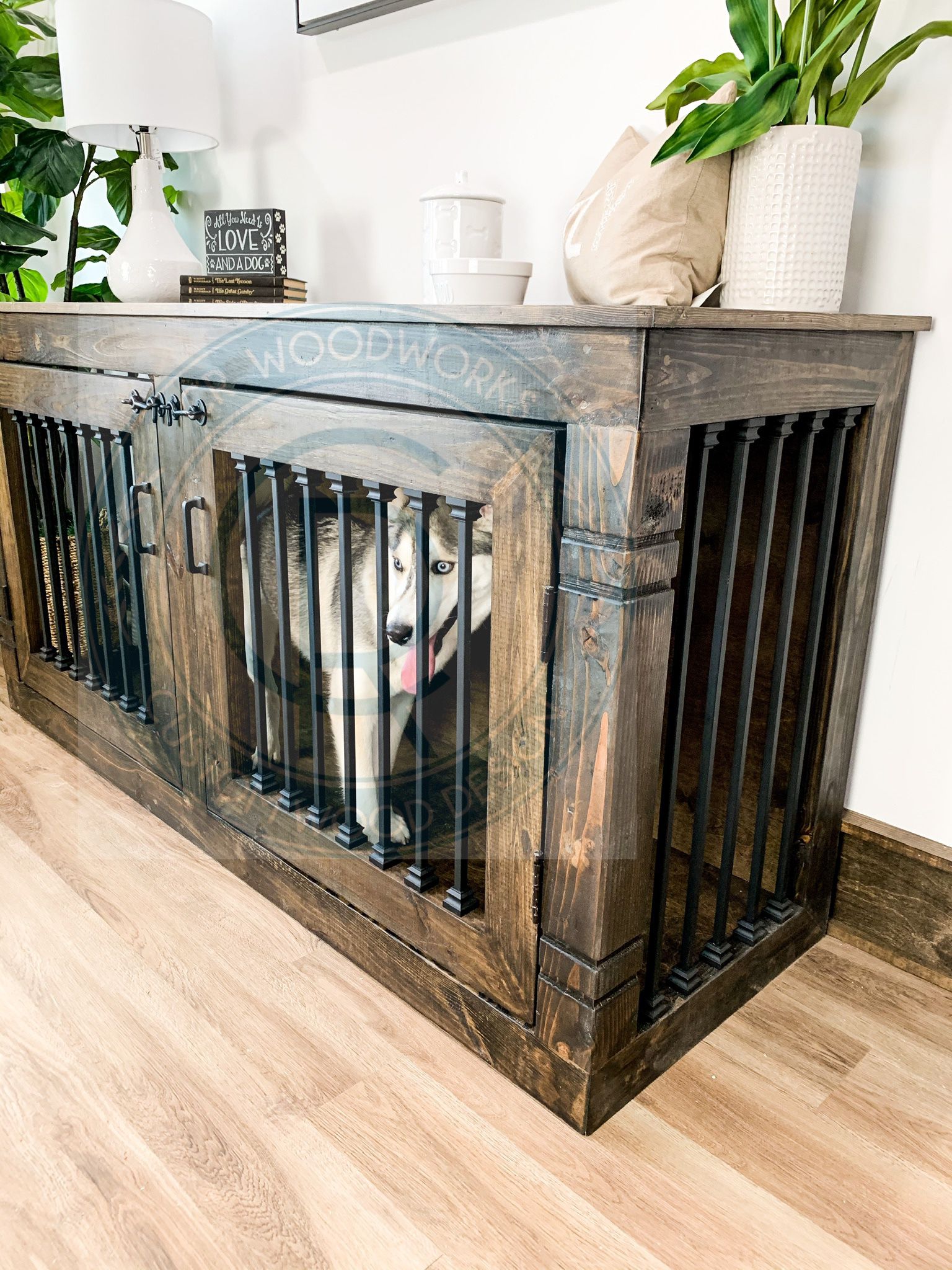 Entertainment Center Dog Kennel FREE SHIPPING Farmhouse Dog Kennel Dog Crate  Rustic Dog Kennel Tv Stand Custom Furniture 