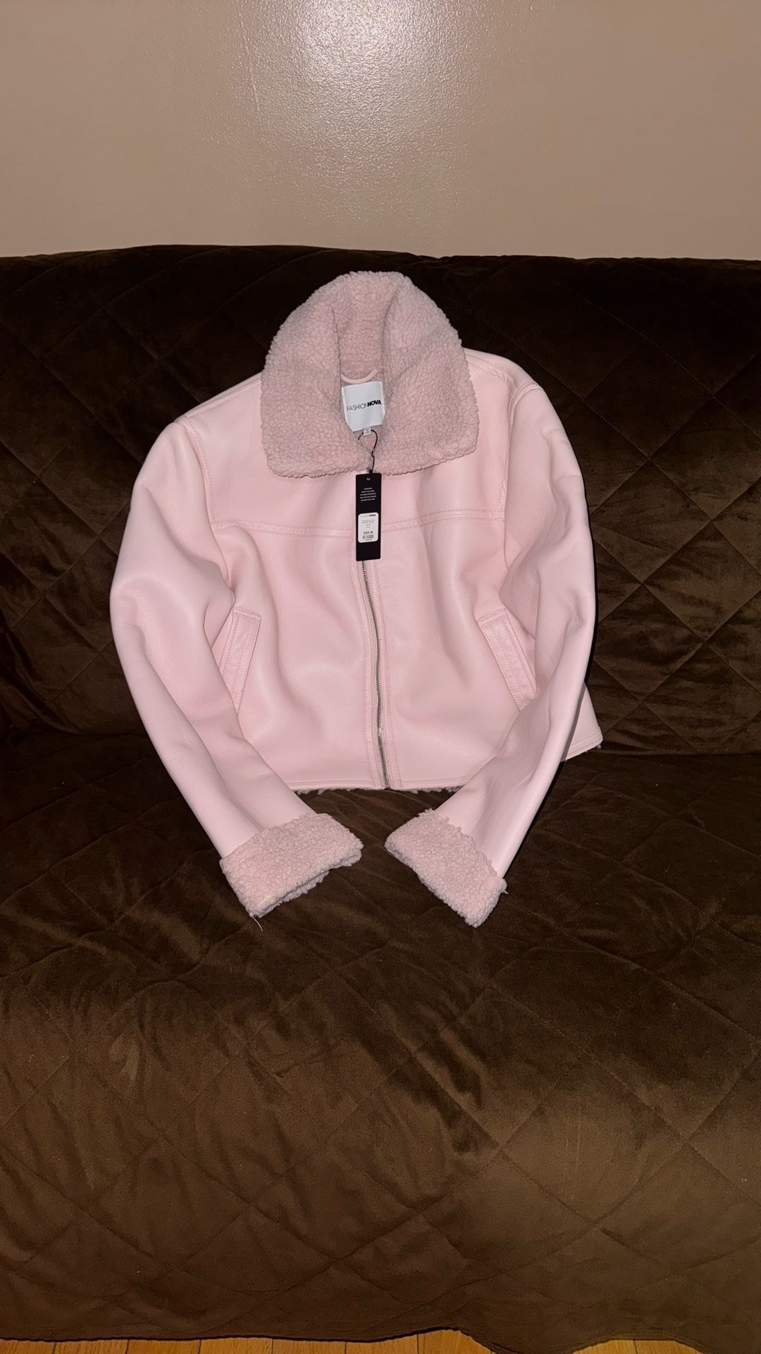 Pink MEDIUM Fashion Nova Leather Jacket 