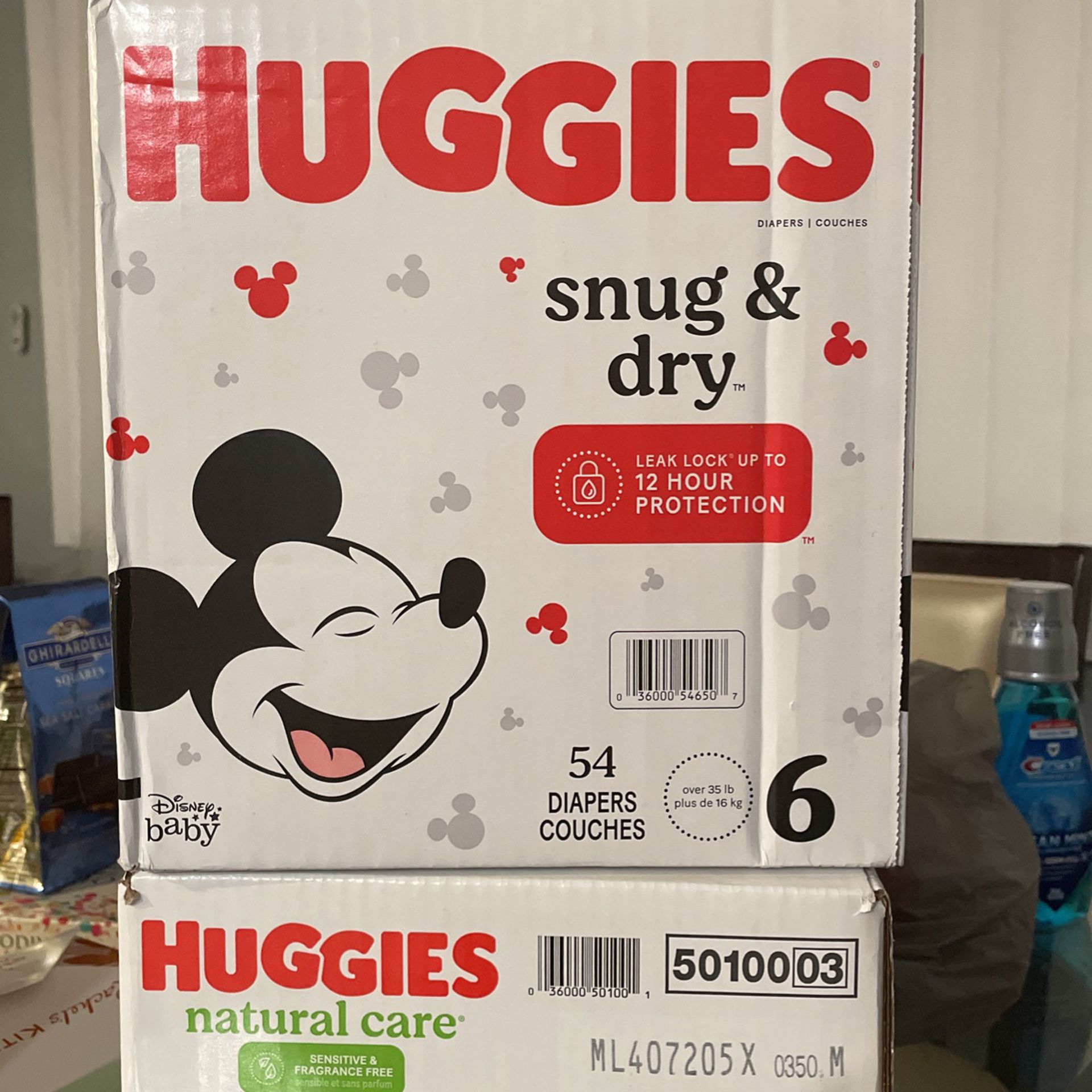 Súper Package 📦 1 Box Huggies Snug Dry And 1 Box Huggies Natural Care Wipes 