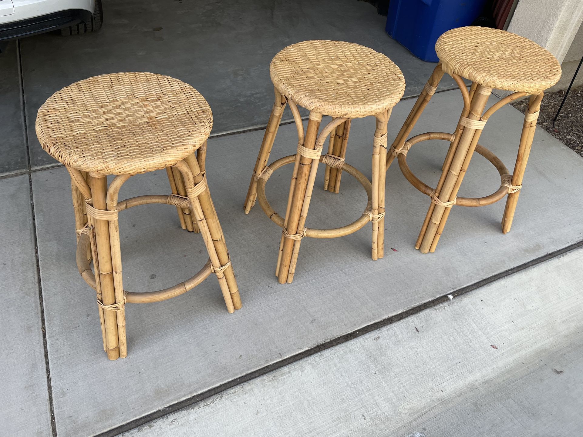 Serena & Lily Sunwashed Riviera Rattan Counter Stool (NEW/3 available $125 Each)