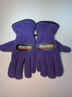 Vintage Nautica Competition Fleece Gloves M/L Purple Thinsulate 90s Streetwear