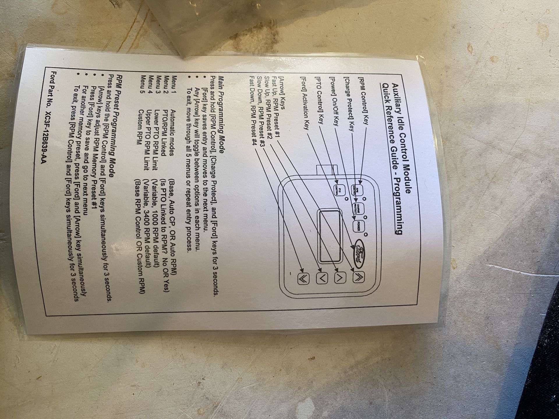 Auxiliary idle control module ford made